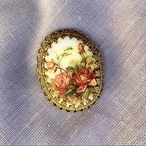 Vintage Sugar Coated Rose Flower Pin
